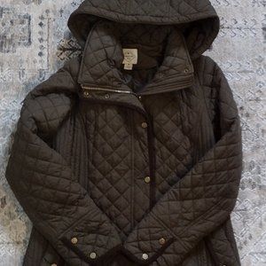 St Johns Bay Womens Coat Green Hooded Medium